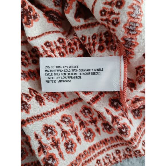 Knox Rose Shirt Women XS Orange Cottagecore Boho Pattern Flowy Tunic Pockets NWT - Picture 8 of 9